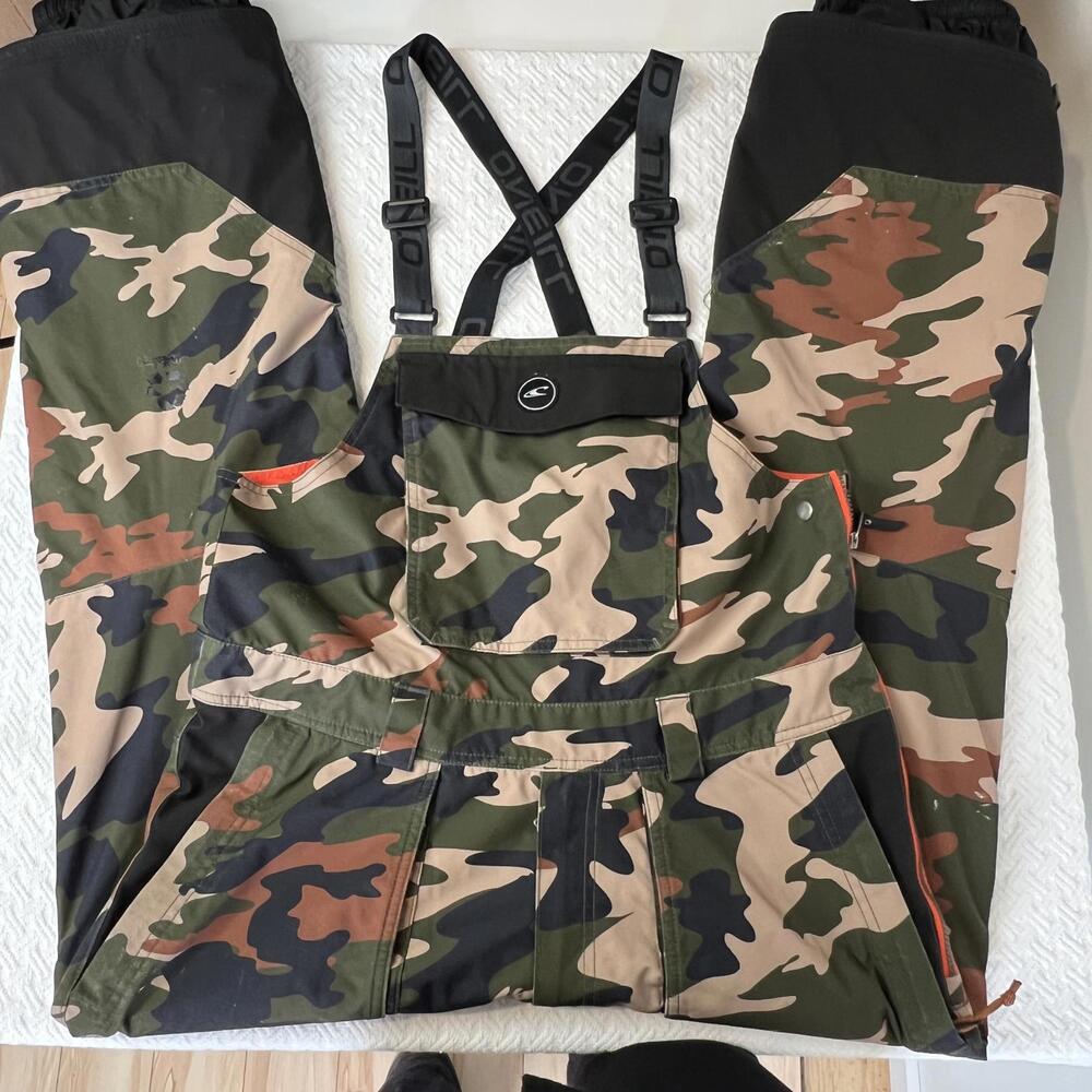 O'Neill Men's Shred Bib Ski Snow Pants Trousers Camo Size Large L XL Hunting
